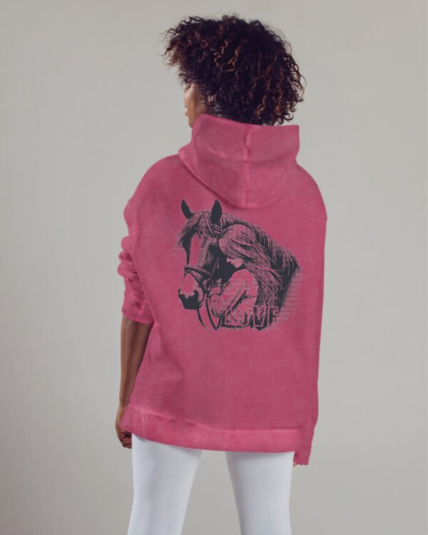 Bluza oversize z kapturem <br>Love for Horses - efekt sprania