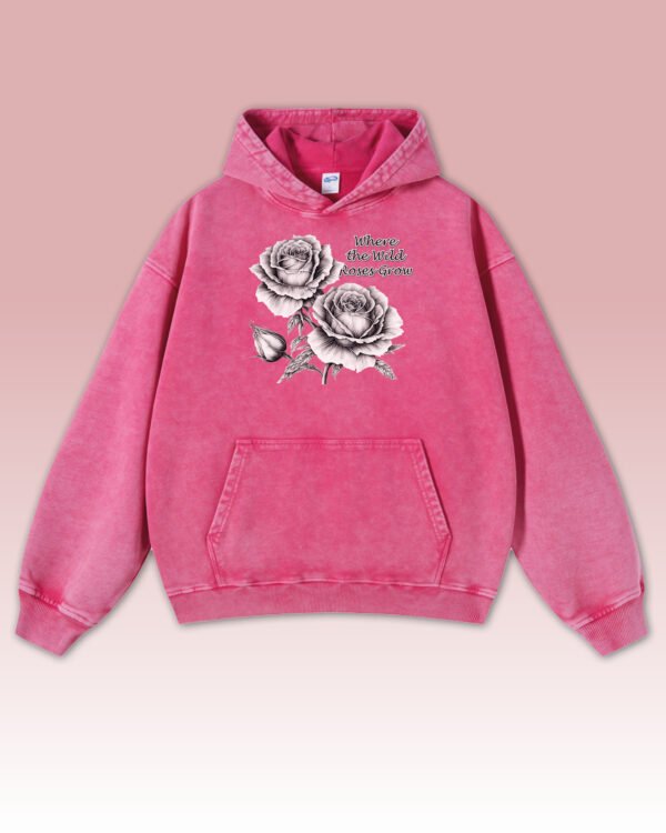 Bluza oversize z kapturem <br>Wild Roses - efekt sprania
