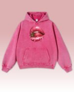 Bluza oversize z kapturem <br>Very Berry - efekt sprania