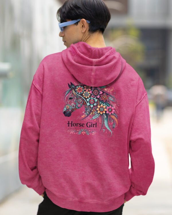 Bluza oversize z kapturem <br>Horse Girl - efekt sprania