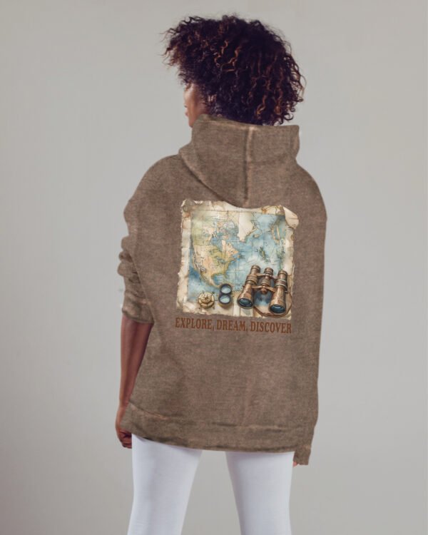 Bluza oversize z kapturem <br>Explore, Dream, Discover - efekt sprania