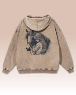 Bluza oversize z kapturem <br>Love for Horses - efekt sprania