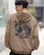 Bluza oversize z kapturem <br>Love for Horses - efekt sprania