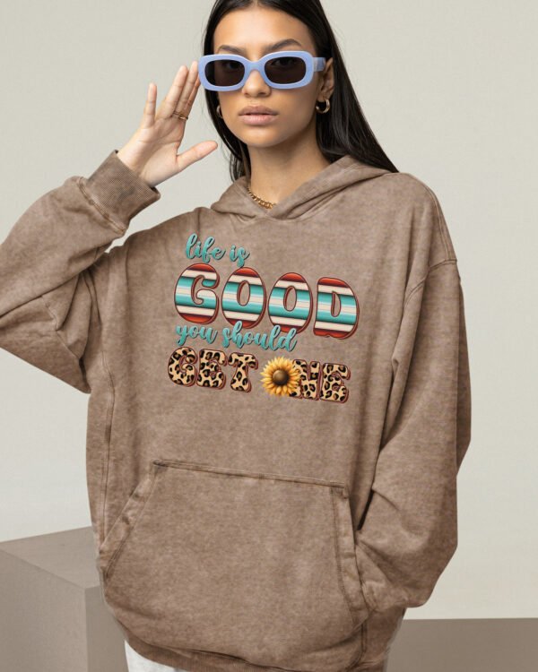 Bluza oversize z kapturem <br>Life is Good - efekt sprania