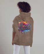 Bluza oversize z kapturem <br>Kolorowe Love - efekt sprania