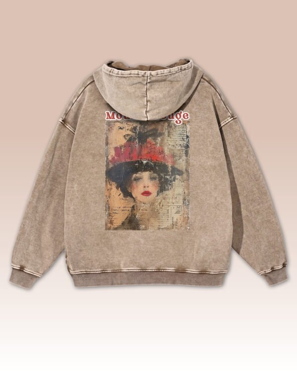 Bluza oversize z kapturem <br>Moulin Rouge Retro - efekt sprania