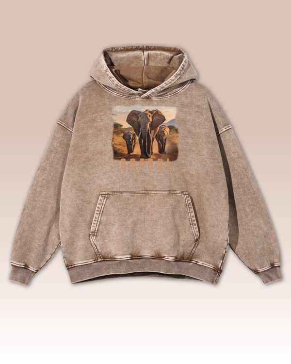 Bluza oversize z kapturem <br>Safari - efekt sprania