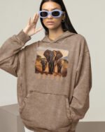 Bluza oversize z kapturem <br>Safari - efekt sprania