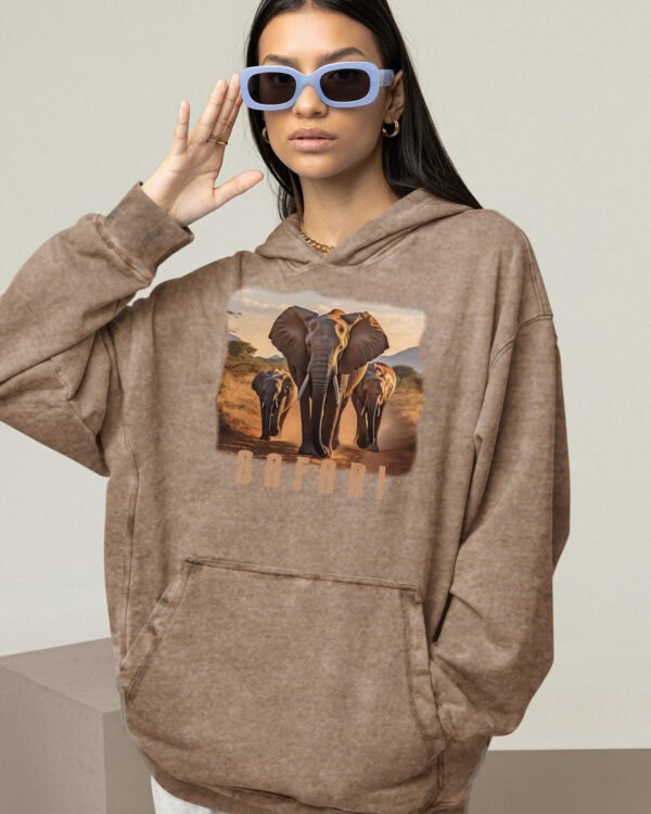 Bluza oversize z kapturem <br>Safari - efekt sprania