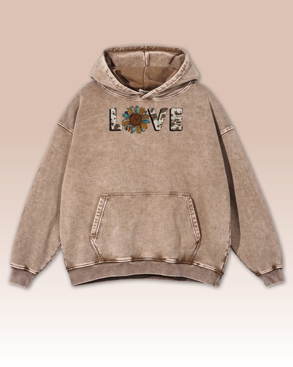 Bluza oversize z kapturem <br>Nature Love - efekt sprania