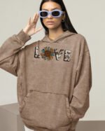 Bluza oversize z kapturem <br>Nature Love - efekt sprania