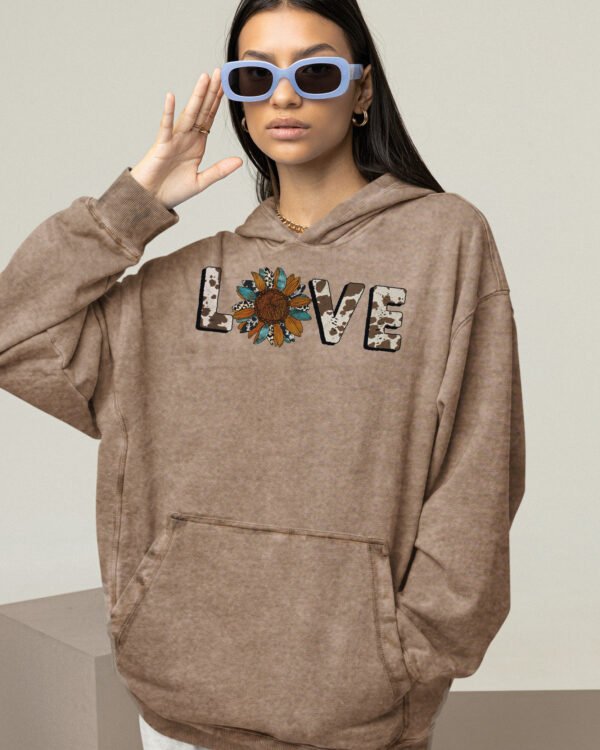 Bluza oversize z kapturem <br>Nature Love - efekt sprania