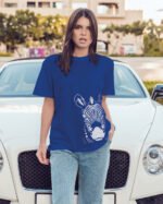 Luźna koszulka damska <br>Zebra - edycja Midnight