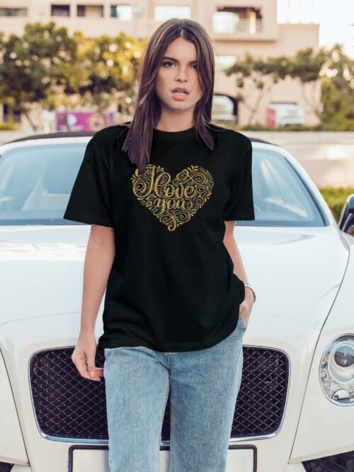 Luźna koszulka damska I Love You - edycja Gold