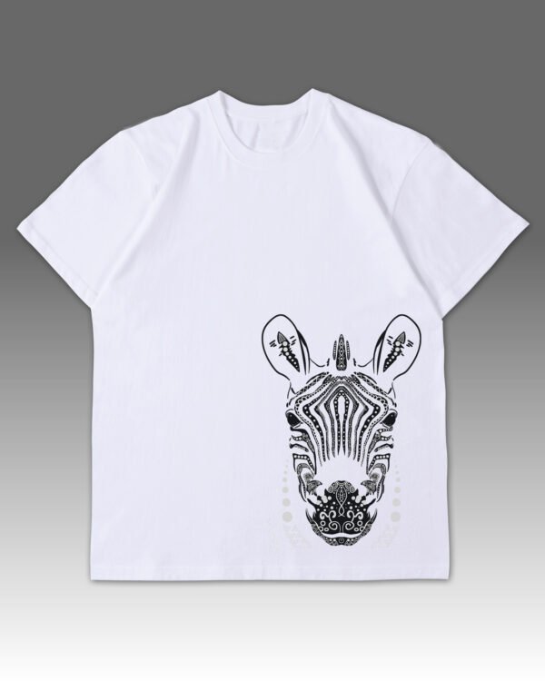 Luźna koszulka męska <br>Zebra - edycja White