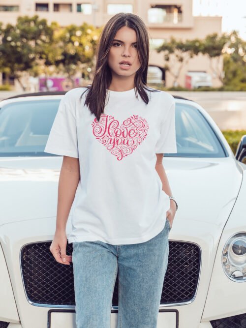 Luźna koszulka damska I Love You