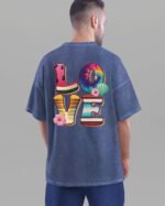 Męska koszulka oversize <br>Letnie LOVE - efekt sprania