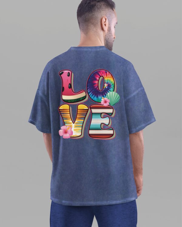 Męska koszulka oversize <br>Letnie LOVE - efekt sprania