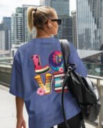 Damska koszulka oversize <br>Letnie LOVE - efekt sprania