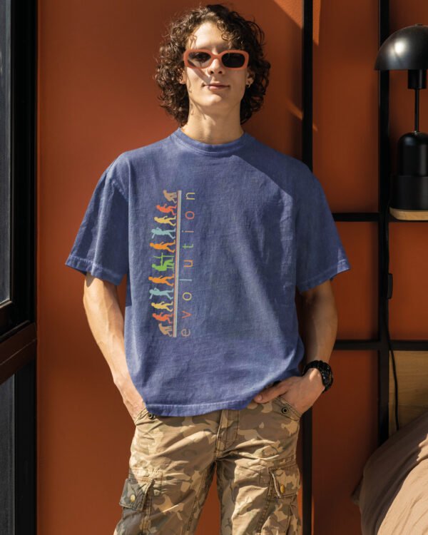 Męska koszulka oversize <br>Evolution - efekt sprania