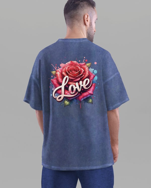 Męska koszulka oversize <br>Love and Roses - efekt sprania
