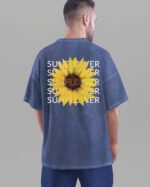 Męska koszulka oversize <br>Sunflower - efekt sprania