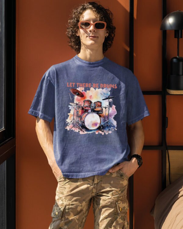 Męska koszulka oversize <br>Let There Be Drums - efekt sprania