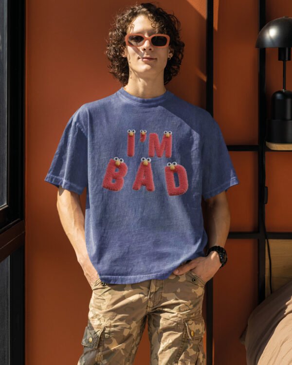 Męska koszulka oversize <br>I'm Bad - efekt sprania