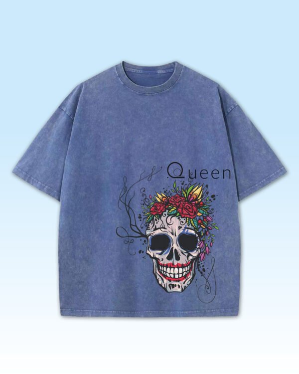 Damska koszulka oversize <br>Queen Skull - efekt sprania
