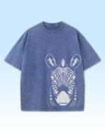 Damska koszulka oversize <br>Zebra, edycja Midnight - efekt sprania