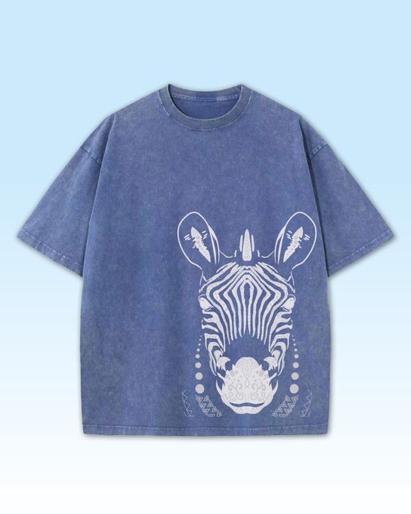 Damska koszulka oversize <br>Zebra, edycja Midnight - efekt sprania
