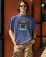 Męska koszulka oversize <br>Pugs and Kisses - efekt sprania