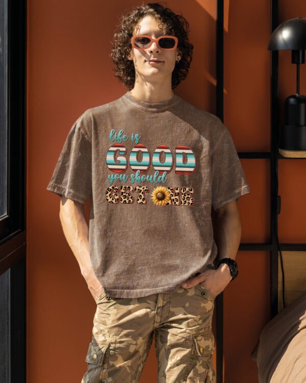 Męska koszulka oversize <br>Life is Good - efekt sprania