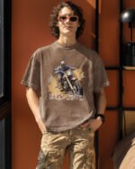 Męska koszulka oversize <br>Born Rider - efekt sprania