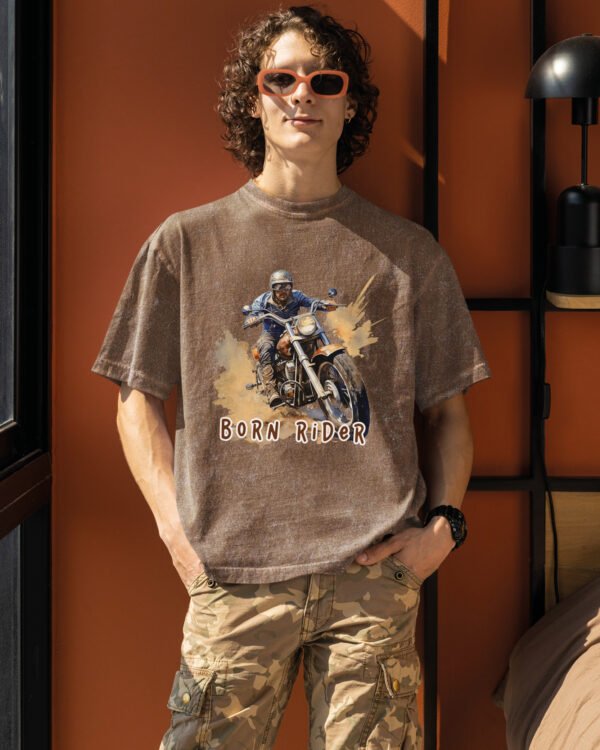 Męska koszulka oversize <br>Born Rider - efekt sprania