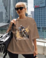 Damska koszulka oversize <br>Born Rider - efekt sprania