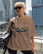Damska koszulka oversize <br>Klasyczna Motoryzacja - efekt sprania