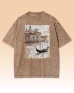 Męska koszulka oversize <br>Malownicza Wenecja - efekt sprania
