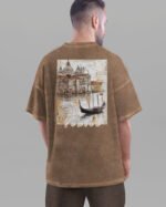 Męska koszulka oversize <br>Malownicza Wenecja - efekt sprania