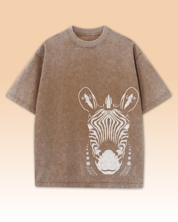 Damska koszulka oversize <br>Zebra, edycja Midnight - efekt sprania