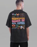 Męska koszulka oversize <br>Normalize Minds - efekt sprania