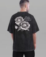 Męska koszulka oversize <br>Wild Roses - efekt sprania