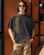 Męska koszulka oversize <br>Evolution - efekt sprania