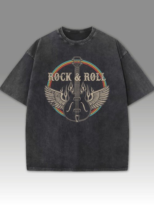 Damska koszulka oversize Rock and Roll