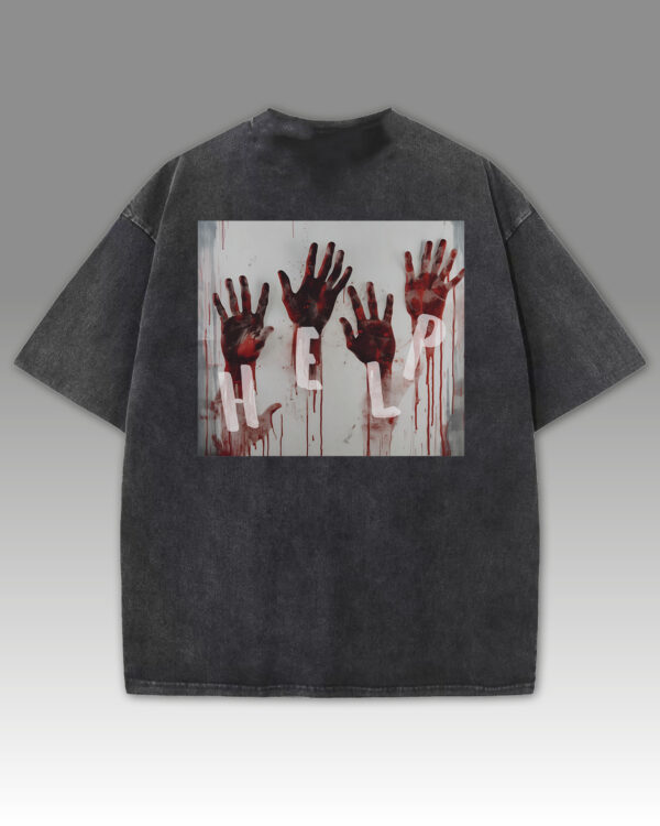 TL TS OLD CAR DTG 0277 B Damska koszulka oversize HELP, Męska koszulka oversize HELP