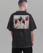 TL TS OLD CAR DTG 0277 B MEN Męska koszulka oversize <br>HELP, Mroczny Motyw Horrorowy - efekt sprania