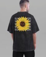 Męska koszulka oversize <br>Sunflower - efekt sprania