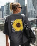 Damska koszulka oversize <br>Sunflower - efekt sprania