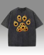 Męska koszulka oversize <br>Sunflower Paw - efekt sprania