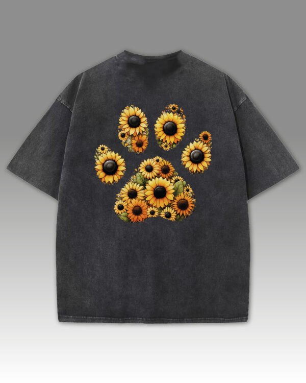 Męska koszulka oversize <br>Sunflower Paw - efekt sprania